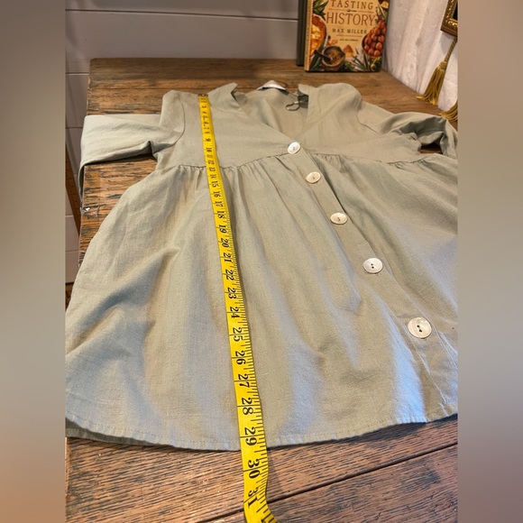 ZARA – Sage Green Button-Down Tunic Size S - Picture 9 of 10